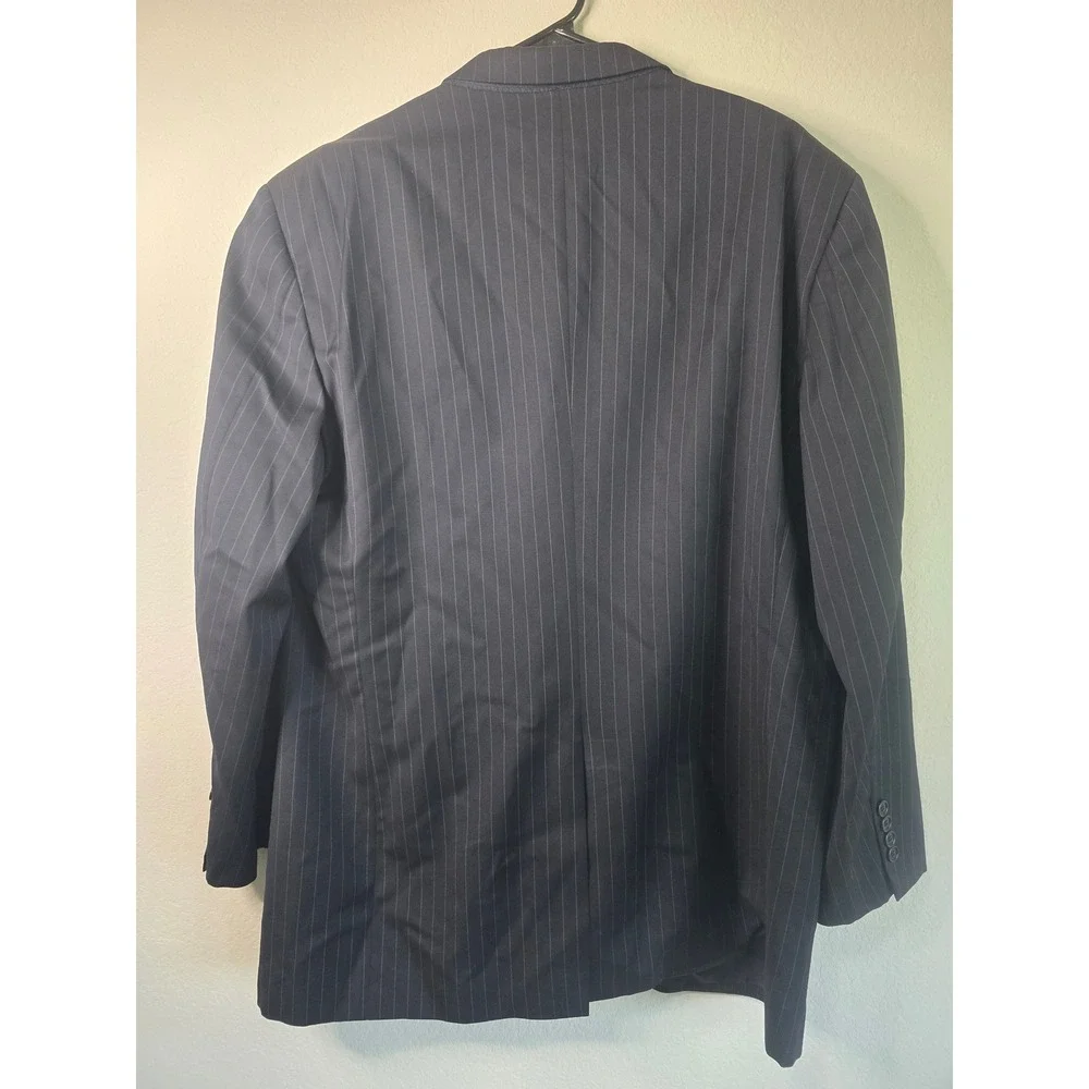Brooks Brothers Mens 46L Navy Pinstripe 100% Wool 2-Button Blazer Sport Coat EUC